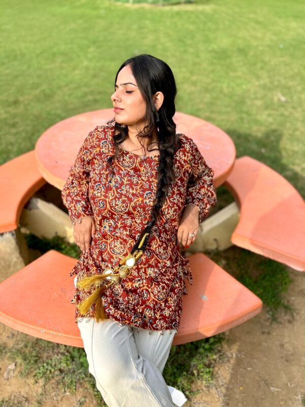 Rust Heritage Print Short Kurti